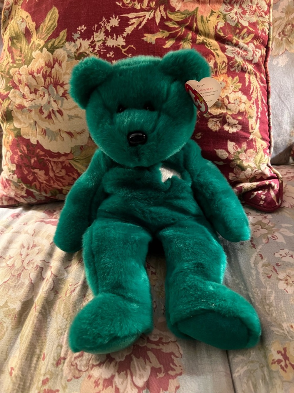 Ty Emerald Green Plush Bear with Shamrock Erin Bear